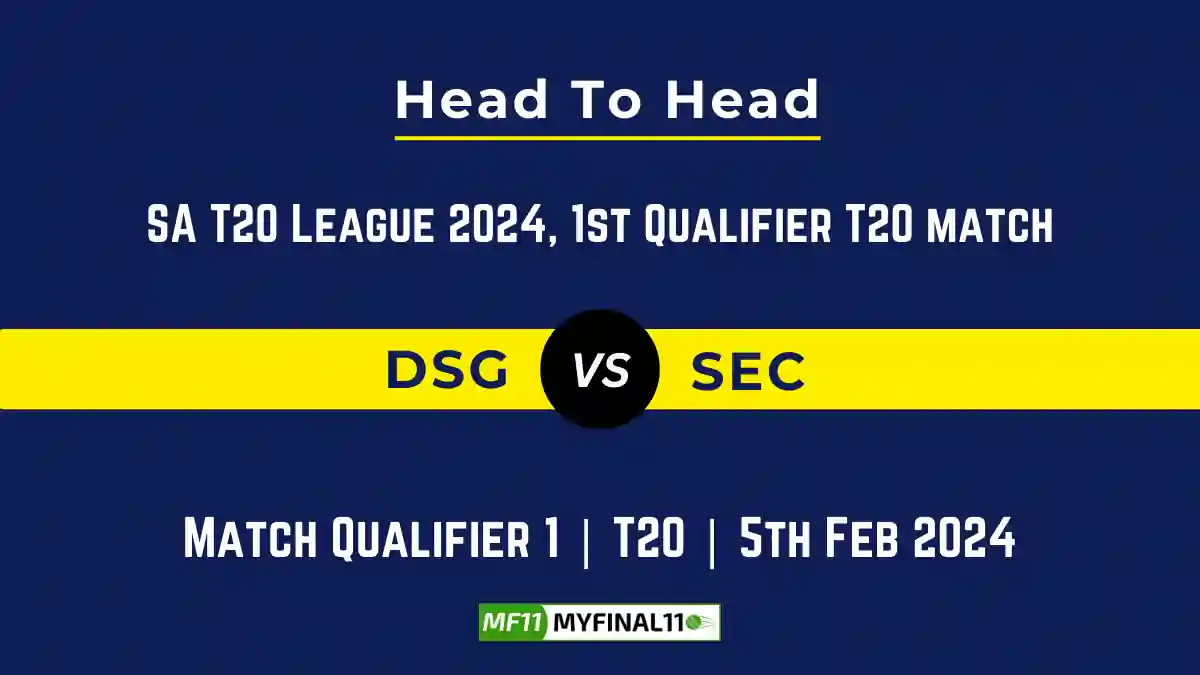 DSG vs SEC Head to Head, DSG vs SEC player records, DSG vs SEC player Battle, and DSG vs SEC Player Stats, DSG vs SEC Top Batsmen & Top Bowlers records for the Upcoming SA T20 League 2024, 1st Qualifier Match, which will see Durban Super Giants taking on Sunrisers Eastern Cape, in this article, we will check out the player statistics, Furthermore, Top Batsmen and top Bowlers, player records, and player records, including their head-to-head records