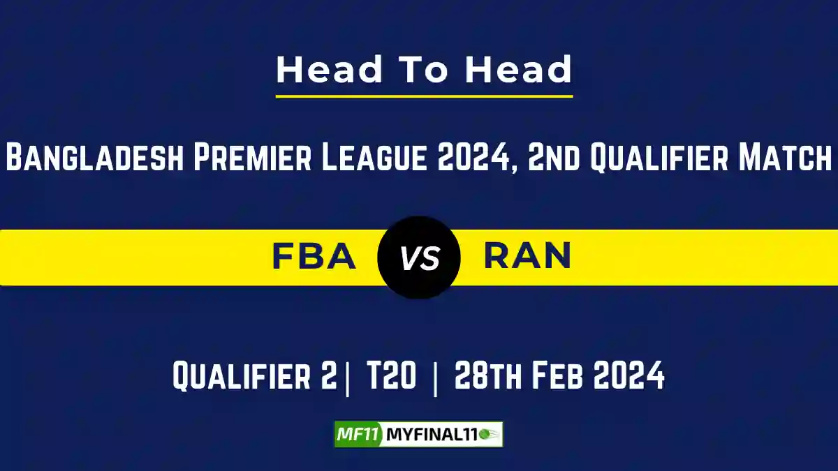 FBA vs RAN Head to Head, FBA vs RAN player records, FBA vs RAN player Battle, and FBA vs RAN Player Stats, FBA vs RAN Top Batsmen & Top Bowlers records for the Upcoming Bangladesh Premier League T20 2024, 2nd Qualifier Match, which will see Fortune Barishal taking on Rangpur Riders, in this article, we will check out the player statistics, Furthermore, Top Batsmen and top Bowlers, player records, and player records, including their head-to-head records