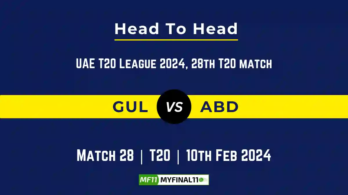 GUL vs ABD Head to Head, GUL vs ABD player records, GUL vs ABD player Battle, GUL vs ABD Player Stats, GUL vs ABD Top Batsmen & Top Bowlers records for the Upcoming UAE T20 League 2024, 28th T20 Match, which will see Gulf Giants taking on Abu Dhabi Knight Riders, in this article, we will check out the player statistics, Furthermore, Top Batsmen and top Bowler, player records, and player records, including their head-to-head records