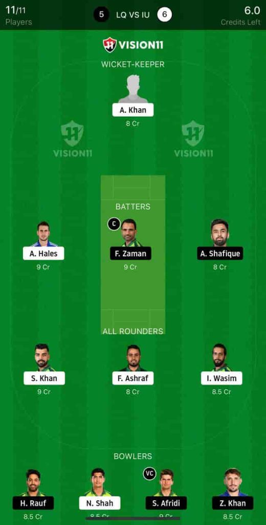 LAH vs ISL Dream11 Prediction Today Match Lahore Qalandars (LAH) vs Islamabad United (ISL) Predicttion