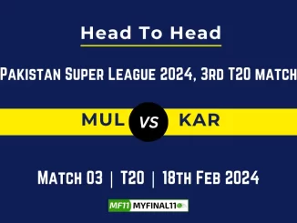 MUL vs KAR Head to Head, player records, and player Battle, Top Batsmen & Top Bowlers records for 3rd Match of Pakistan Super League 2024 [18th Feb 2024]