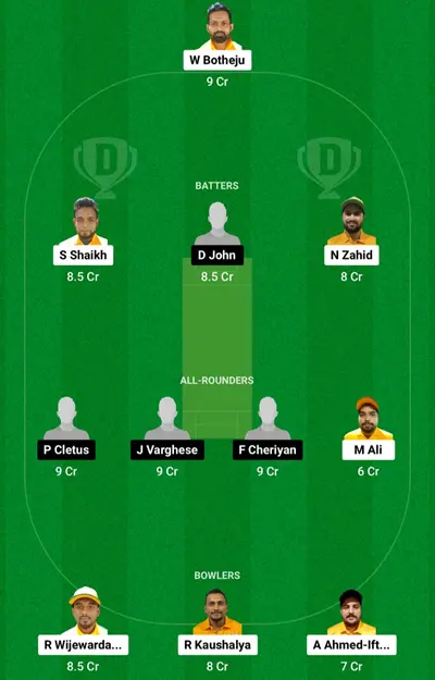 NCA vs COH Dream11 Prediction, Noor CM Academy vs Cochin Hurricanes Today Match