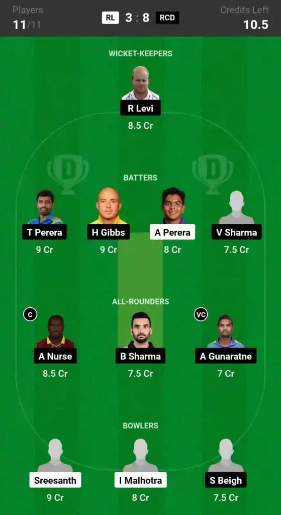 RL vs RCD Dream11 Prediction