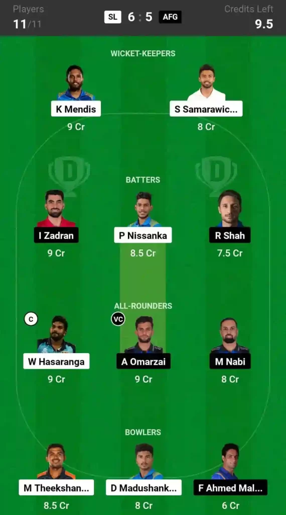 SL vs AFG Dream11 Prediction