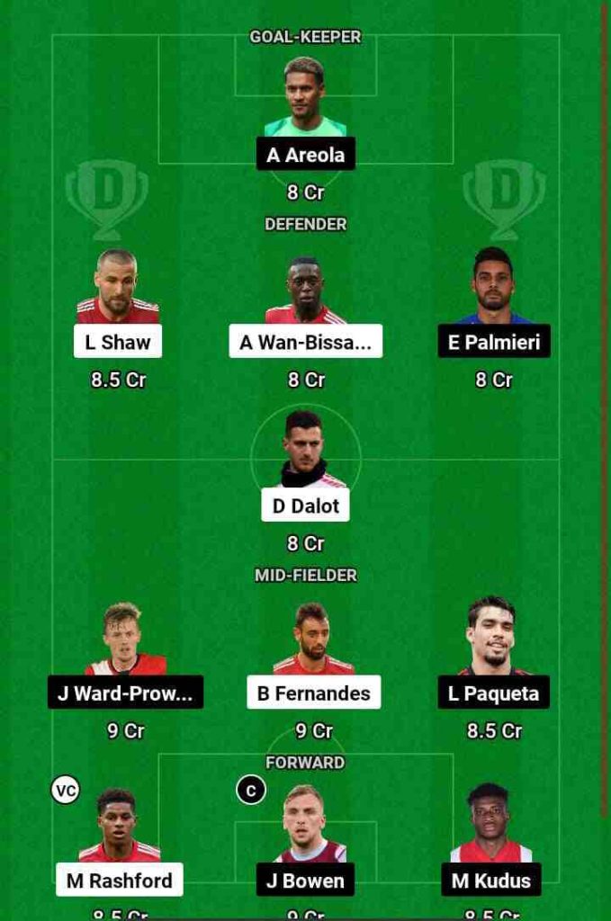 MUN vs WHU Dream11 Prediction Today Football Match.