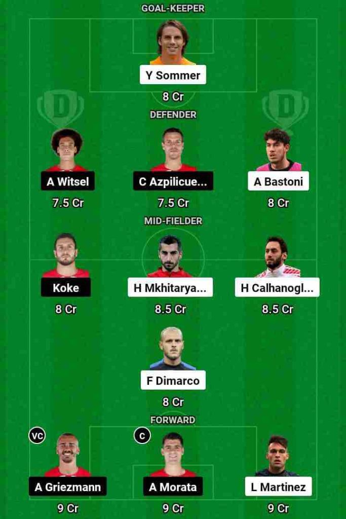 INT vs ATL  Dream11 Prediction Today Football Match.