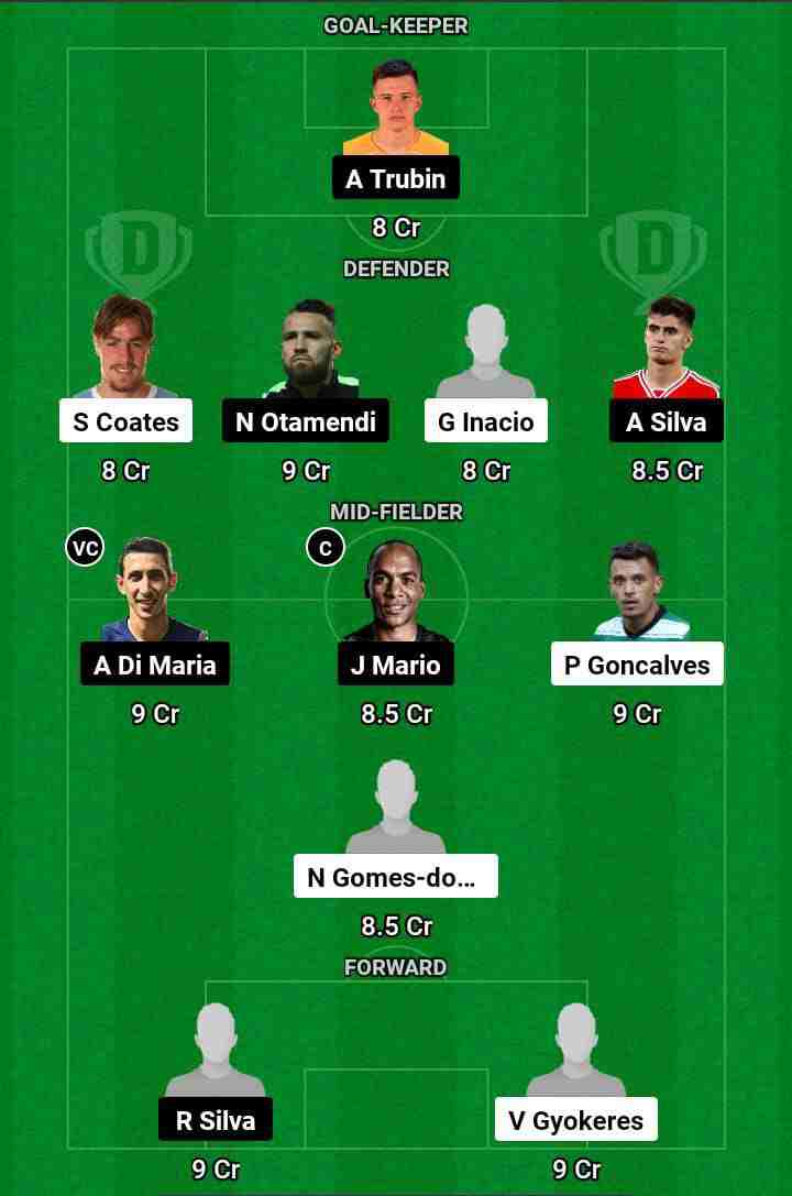 SCP vs BEN  Dream11 Prediction Today Football Match.