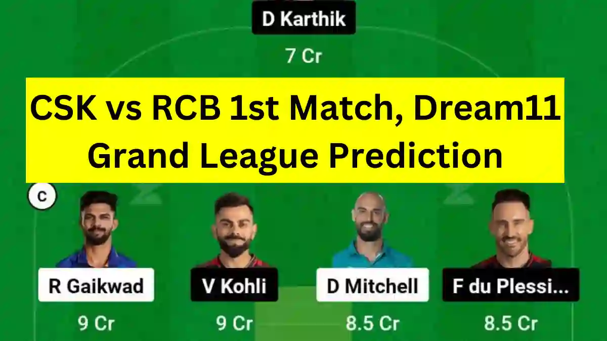 IPL2024, Match 1: CSK vs RCB Dream11 Grand League Prediction (GL), Trump Pick, Must Have Pick C & VC [22nd Mar 2024]