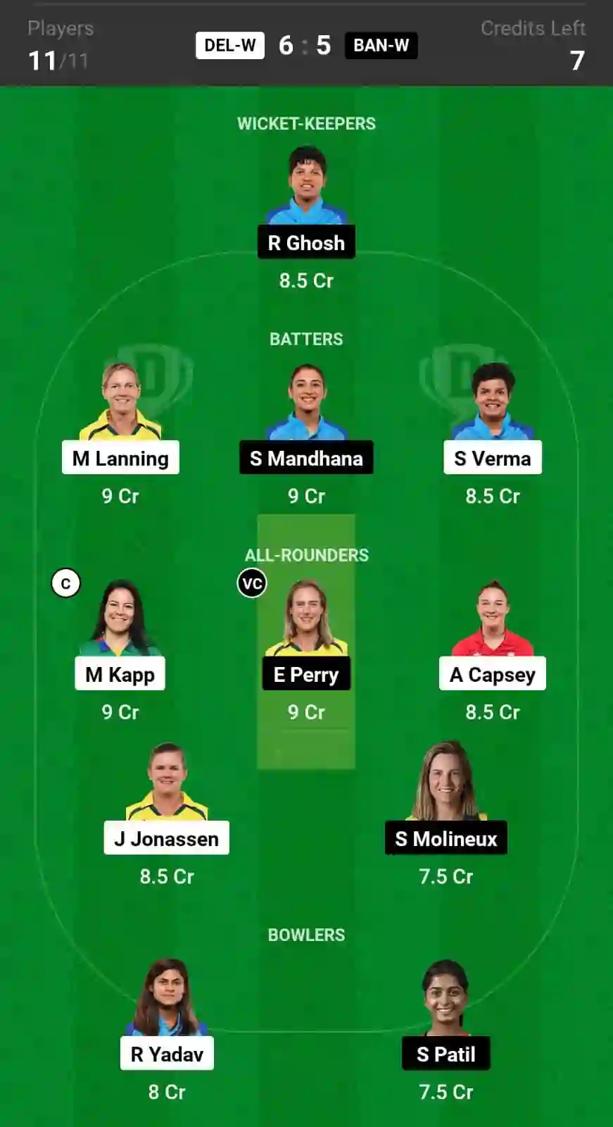 DEL-W vs BAN-W Dream11 Prediction