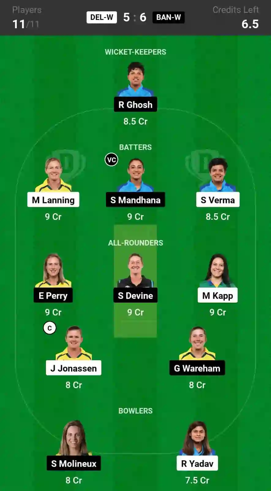 DEL-W vs BAN-W Dream11 Prediction