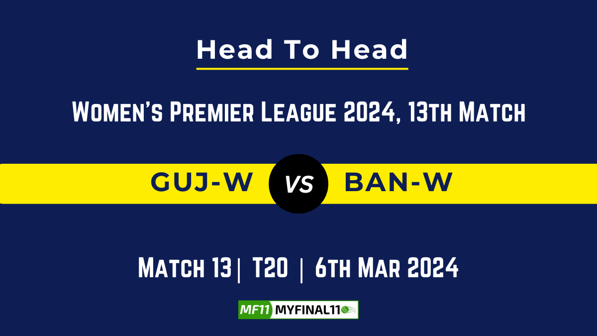 GUJ-W vs BAN-W Head to Head, GUJ-W vs BAN-W player records, GUJ-W vs BAN-W player Battle, and GUJ-W vs BAN-W Player Stats, GUJ-W vs BAN-W Top Batters & Top Bowlers records for the Upcoming Women's Premier League 2024, 13th Match, which will see Gujarat Giants Women taking on Royal Challengers Bangalore Women, in this article, we will check out the player statistics, Furthermore, Top Batters and top Bowlers, player records, and player records, including their head-to-head records