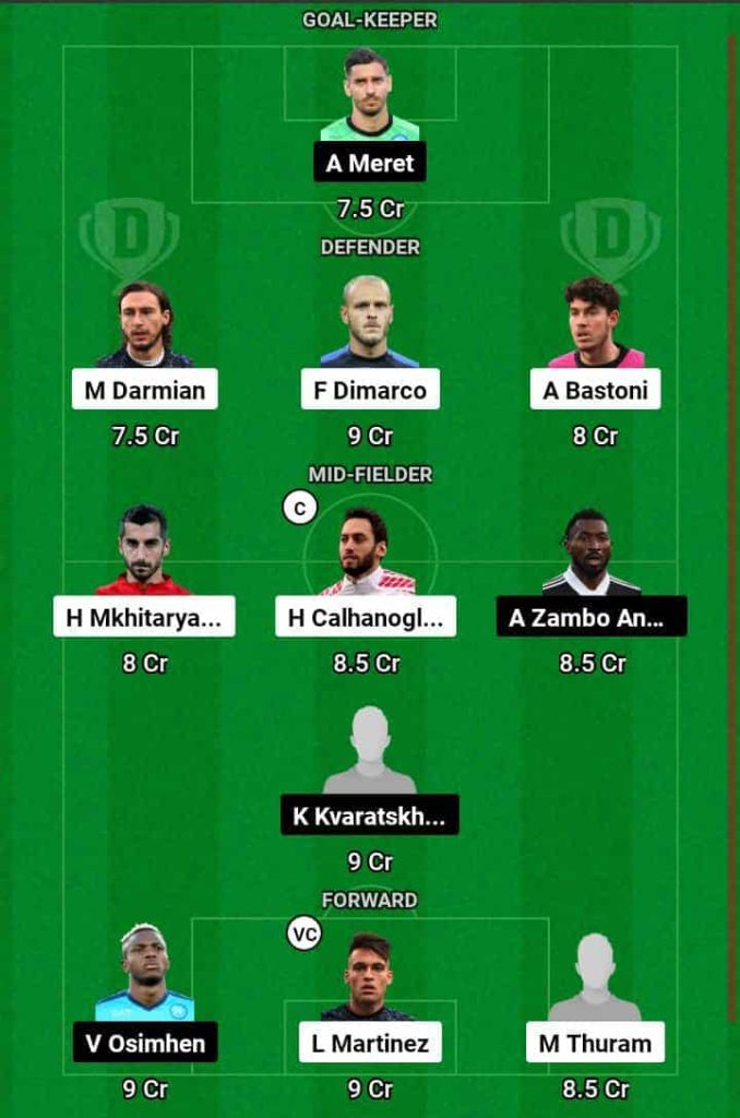 INT vs NAP  Dream11 Prediction Today Football Match.