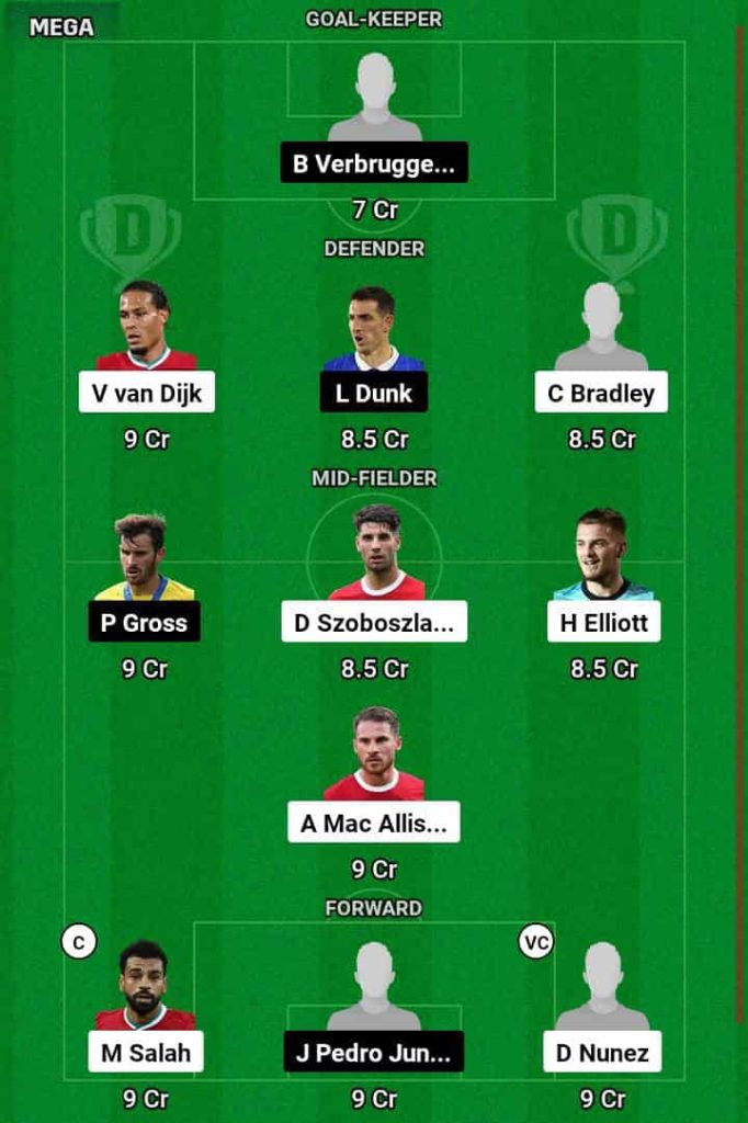 LIV vs BHA  Dream11 Prediction Today Football Match.