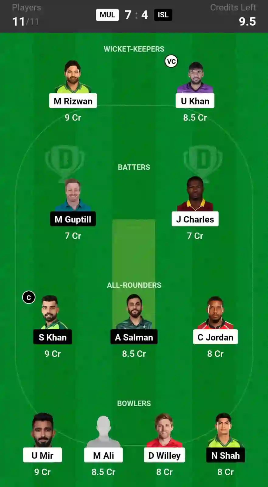 MUL vs ISL Dream11 Prediction