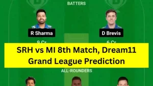 SRH vs MI 8th Match, Dream11 Grand League Prediction