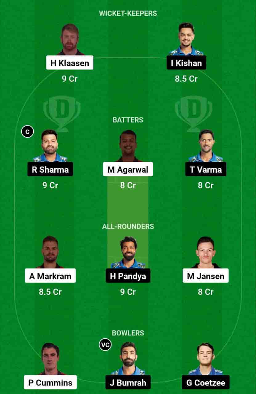 SRH vs MI Dream11 Prediction Today 8th T20 Match of the Indian Premier League 2024 (IPL). This match will be hosted at the Rajiv Gandhi International Stadium, Uppal, Hyderabad, scheduled for the 27th March 2024, at 19:30 IST. Sunrisers Hyderabad (SRH) vs Mumbai Indians (MI) match In-depth match analysis & Fantasy Cricket Tips. Get Venue Stats of the Rajiv Gandhi International Stadium, Uppal, Hyderabad pitch report