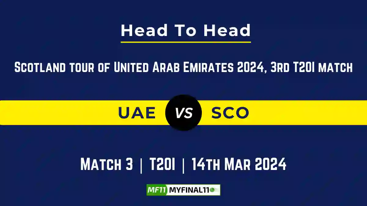 UAE vs SCO Head to Head, UAE vs SCO player records, UAE vs SCO player Battle, and UAE vs SCO Player Stats, UAE vs SCO Top Batsmen & Top Bowlers records for Upcoming Scotland tour of the United Arab Emirates 2024, 3rd T20I Match, which will see the United Arab Emirates taking on Scotland, in this article, we will check out the player statistics, Furthermore, Top Batsmen and top Bowlers, player records, and player records, including their head-to-head records