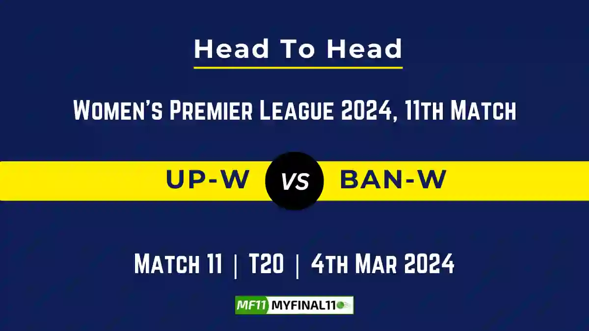 UP-W vs BAN-W Head to Head, UP-W vs BAN-W player records, UP-W vs BAN-W player Battle, and UP-W vs BAN-W Player Stats, UP-W vs BAN-W Top Batsmen & Top Bowlers records for the Upcoming Women's Premier League 2024, 11th Match, which will see UP Warriorz taking on Royal Challengers Bangalore Women, in this article, we will check out the player statistics, Furthermore, Top Batsmen and top Bowlers, player records, and player records, including their head-to-head records