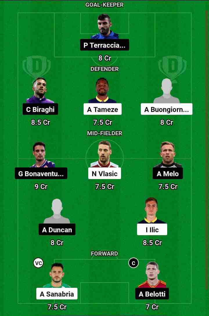 TOR vs FIO  Dream11 Prediction Today Football Match.