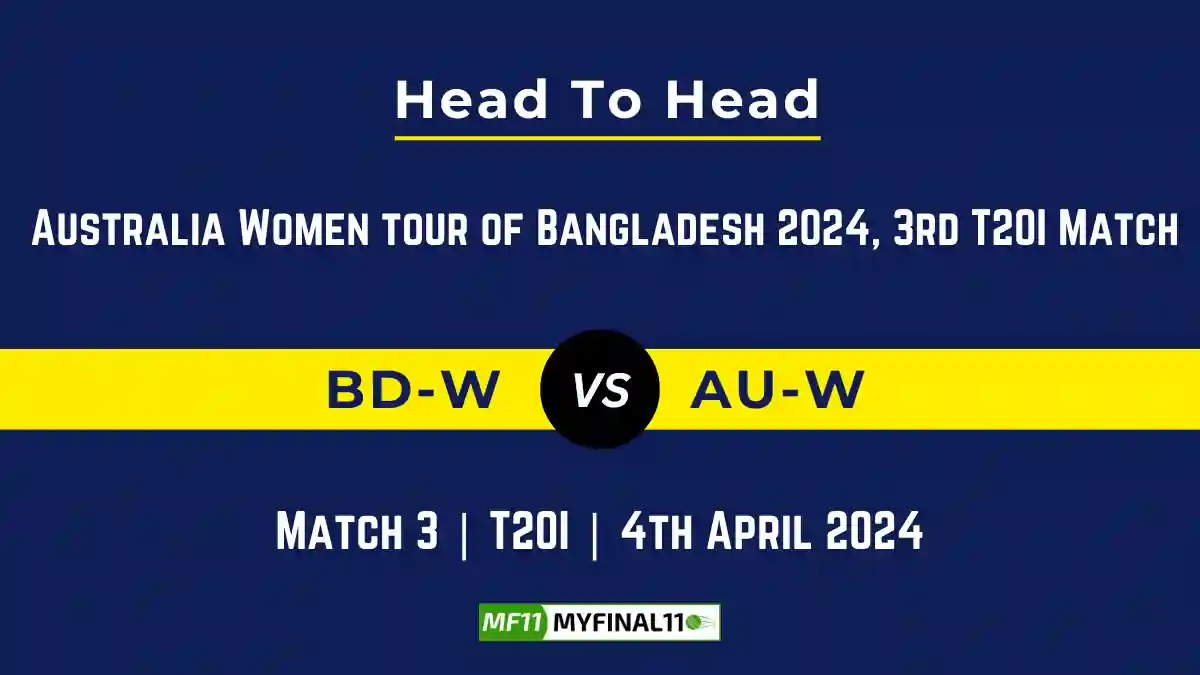 BD-W vs AU-W 3rd T20I Match Head to Head, player records, and player Battle, Top Batters & Top Bowlers records of Australia Women tour of Bangladesh [4th Apr 2024]