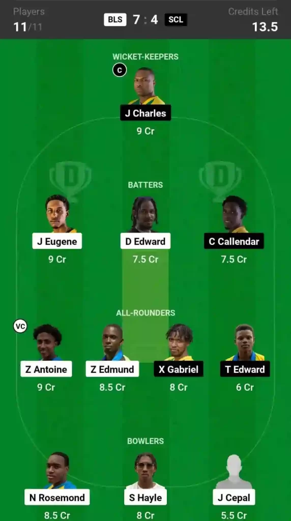 BLS vs SCL Dream11 Prediction, Babonneau Leatherbacks vs South Castries Lions Dream11 Team Prediction, 27th Match, St. Lucia T10 Blast, 2024