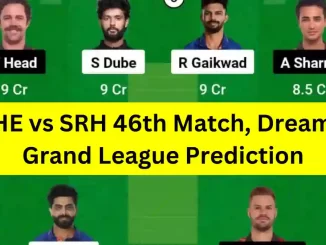 CHE vs SRH 46th Match, Dream11 Grand League Prediction