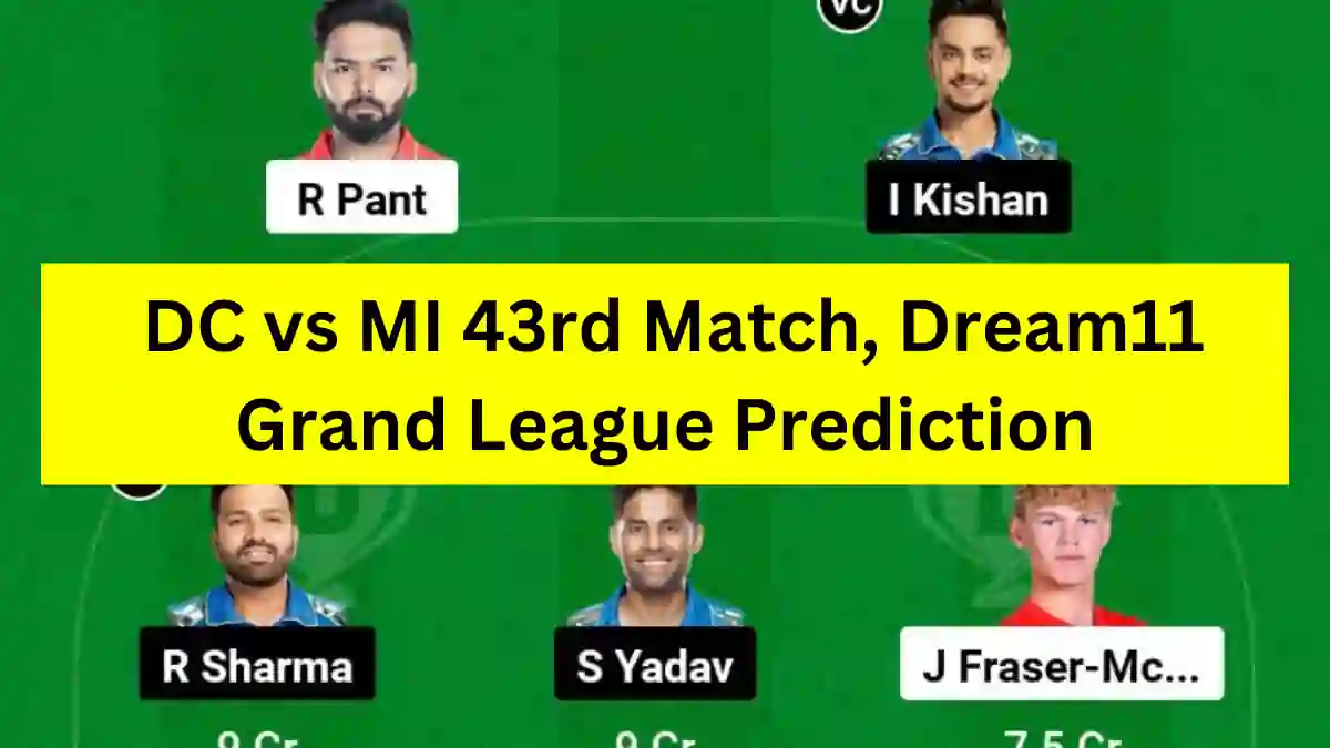 DC vs MI 43rd Match, Dream11 Grand League Prediction
