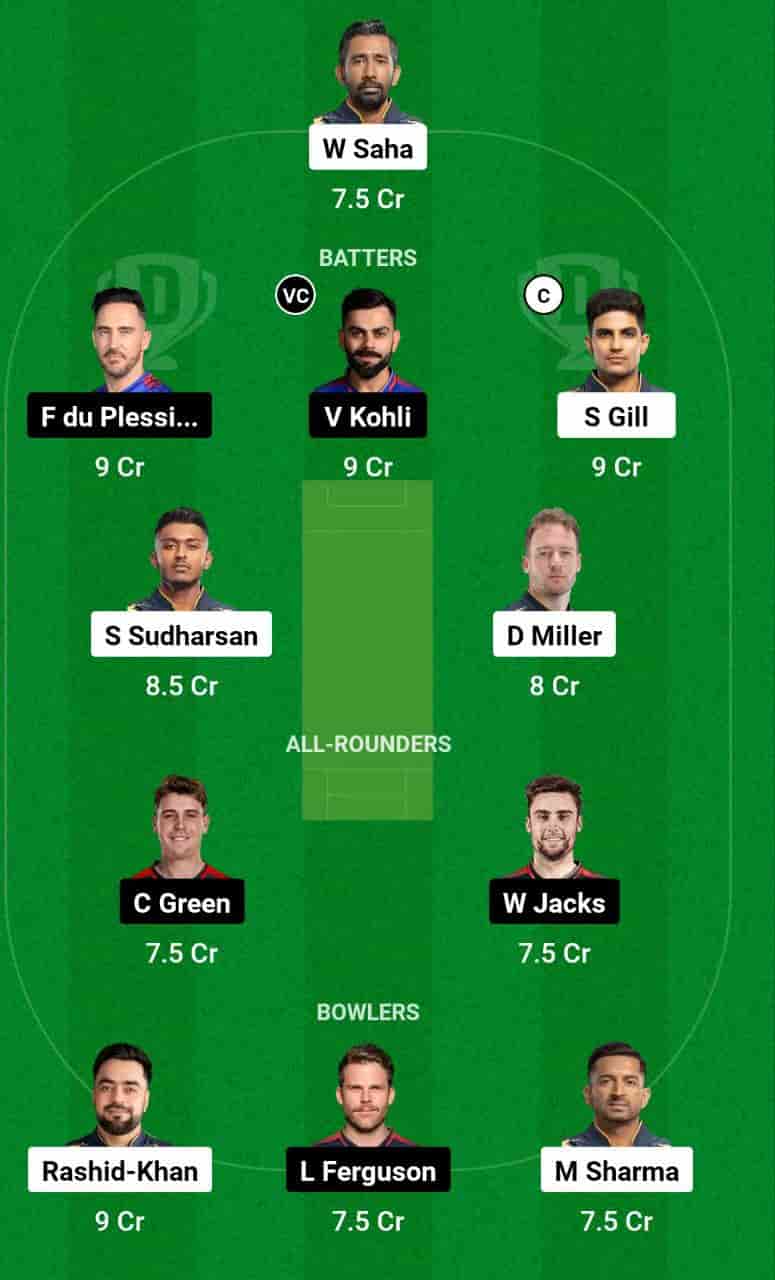 GT vs RCB Dream11 Grand League Prediction, IPL 2024 – The 45th Match of the Indian Premier League 2024 (IPL) GT vs RCB Dream11 GL Prediction. GT vs RCB Grand League Team. If you are searching for the GL/ML Grand League Mega League Contest Dream11 Prediction of the GT vs RCB 45th Match and want to learn about the must-have picks, you have come to the right place. This match is scheduled for 28th Apr 2024, at 03:30 PM IST at Narendra Modi Stadium, Ahmedabad.