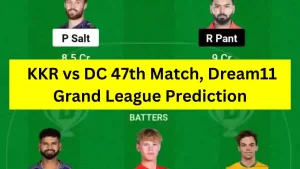 KKR vs DC 47th Match, Dream11 Grand League Prediction