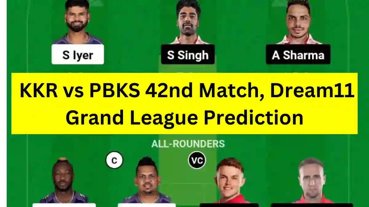KKR vs PBKS 42nd Match, Dream11 Grand League Prediction