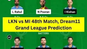 LKN vs MI 48th Match, Dream11 Grand League Prediction