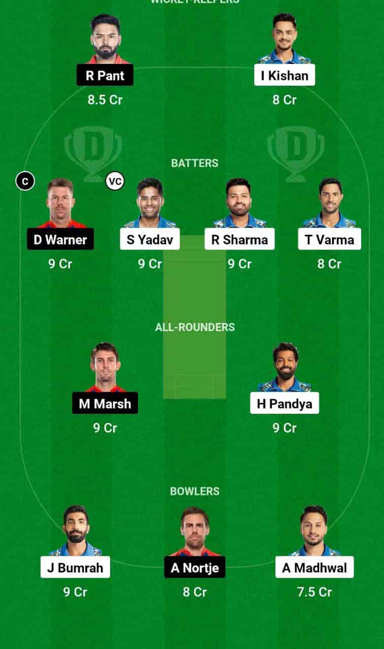 MI vs DC Dream11 Prediction Today is the 20th T20 Match of the Indian Premier League 2024 (IPL). This match will be hosted at the Wankhede Stadium, Mumbai, scheduled for the 7th of April 2024, at 03:30 IST. Mumbai Indians (MI) vs Delhi Capitals (DC ) match In-depth match analysis & Fantasy Cricket Tips. Get Venue Stats of the Wankhede Stadium, Mumbai pitch report