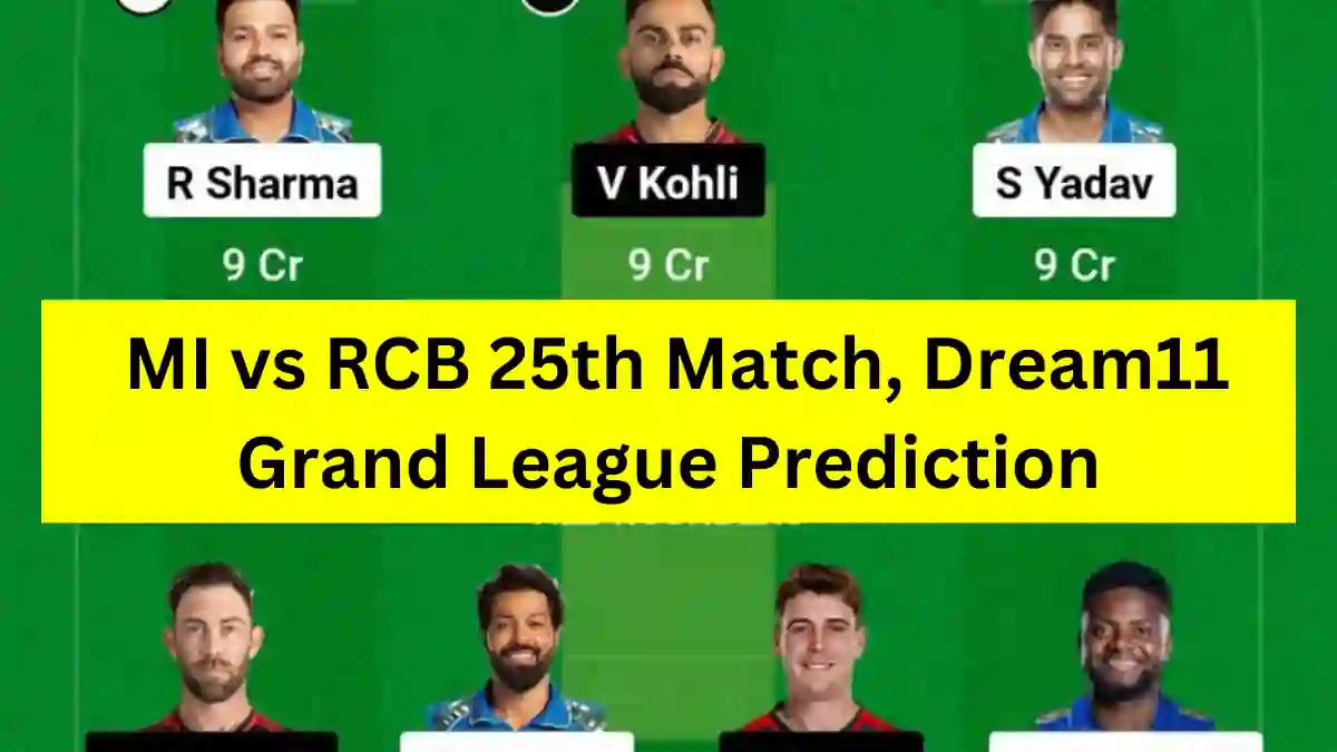 MI vs RCB 25th Match, Dream11 Grand League Prediction