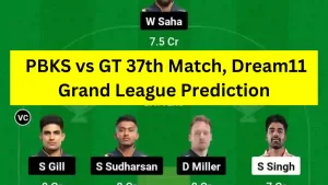 PBKS vs GT 37th Match, Dream11 Grand League Prediction