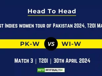 PK-W vs WI-W Head to Head, 3rd T20I Match, player records, and player Battle, Top Batters & Top Bowlers records for West Indies Women tour of Pakistan [30th Apr 2024]