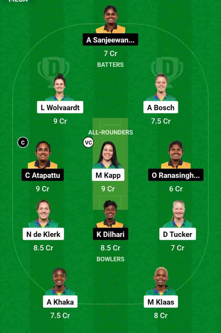 SA-W vs SL-W Dream11 Prediction Today 2nd ODI Match of the Sri Lanka Women's tour of South Africa 2024. This match will be hosted at Diamond Oval, Kimberley, scheduled for 13th Apr 2024, at 05:30 PM IST. South Africa Women (SA-W) vs Sri Lanka Women (SL-W) match In-depth match analysis & Fantasy Cricket Tips. Get venue stats for the Diamond Oval, Kimberley pitch report.