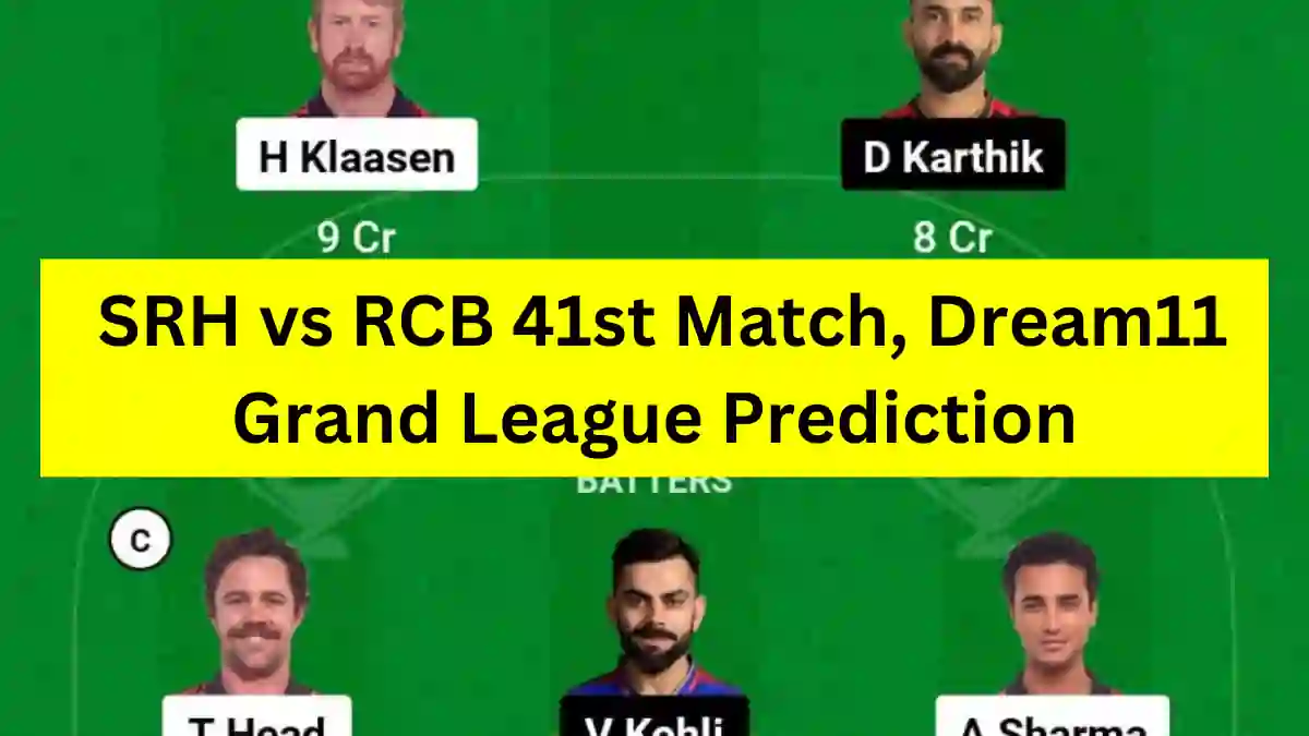 SRH vs RCB 41st Match, Dream11 Grand League Prediction
