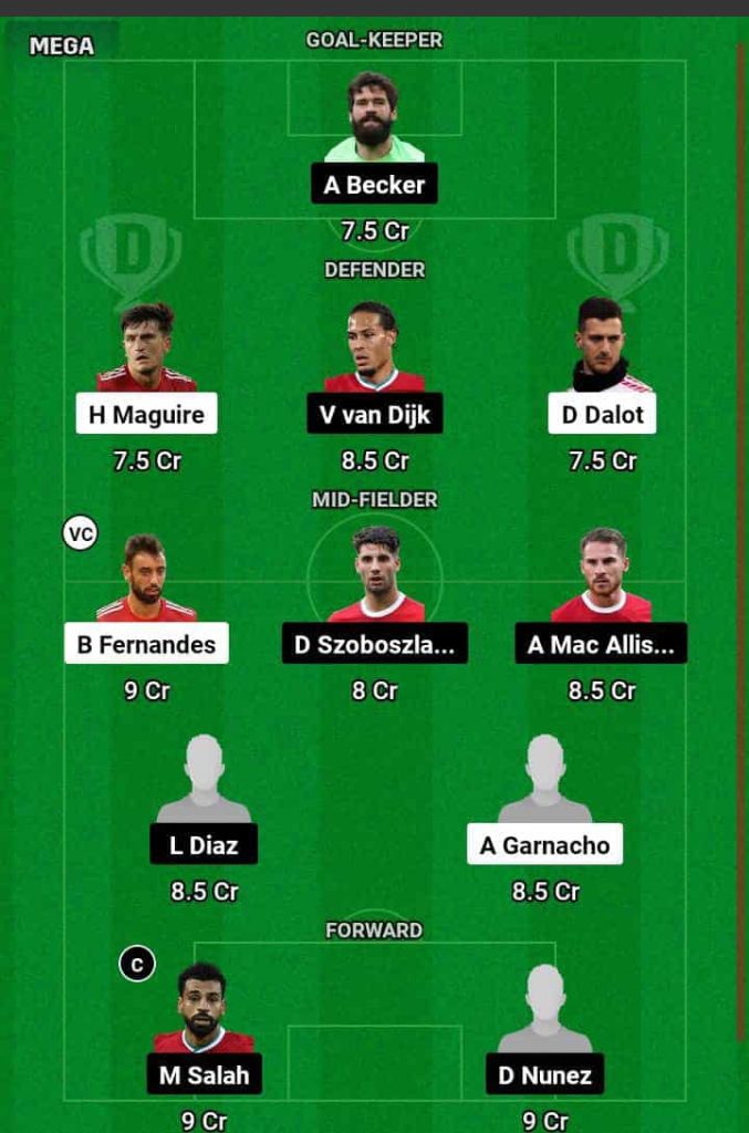 MUN vs LIV Dream11 Prediction Today Football Match.