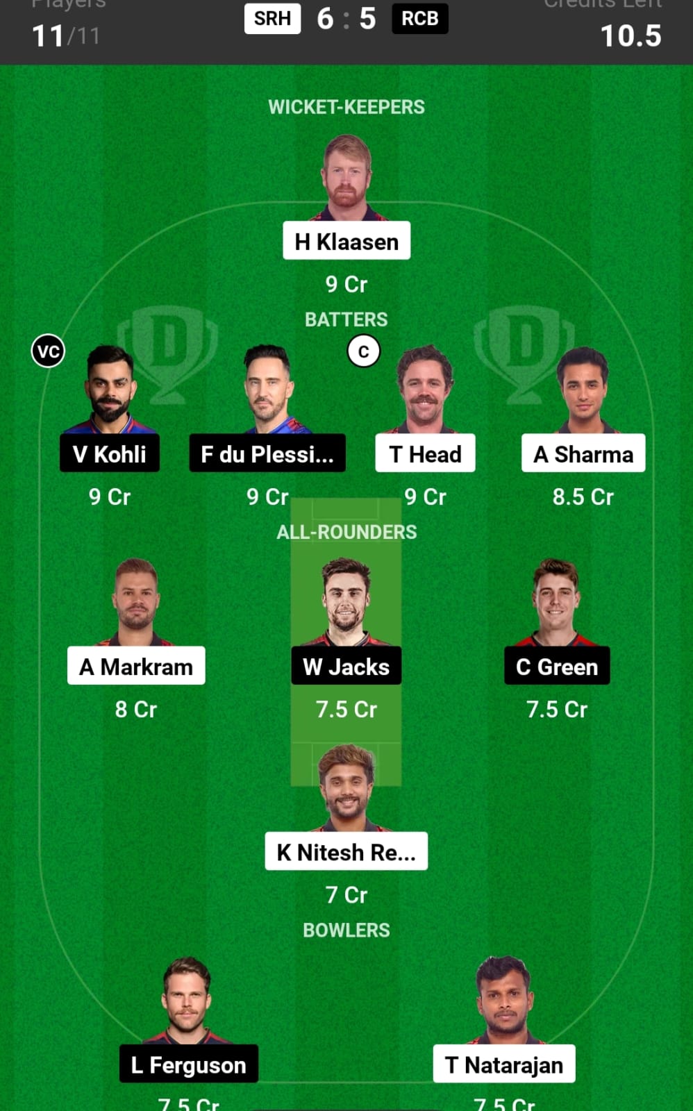 SRH vs RCB Dream11 Prediction Today Match, SRH vs RCB Dream11 Team Prediction