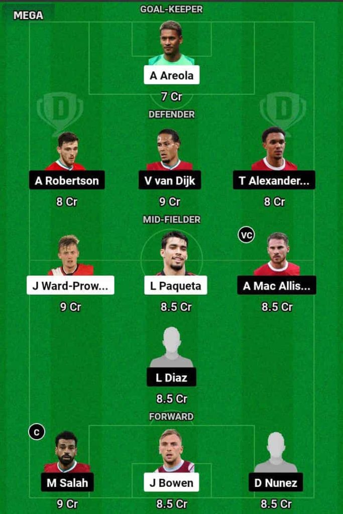 WHU vs LIV Dream11 Prediction Today Football Match.