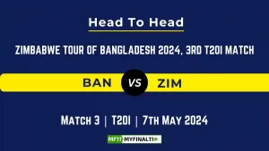 BAN vs ZIM Head to Head, 3rd T20I, player records, and player Battle, Top Batsmen & Top Bowlers records for Zimbabwe tour of Bangladesh [7th May 2024]