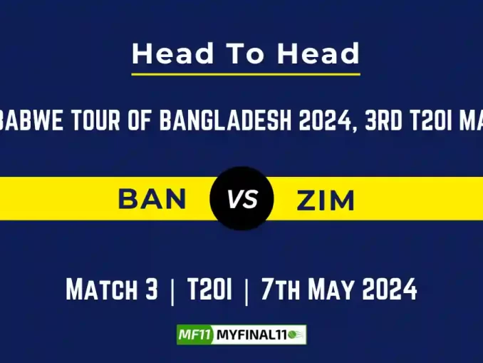 BAN vs ZIM Head to Head, 3rd T20I, player records, and player Battle, Top Batsmen & Top Bowlers records for Zimbabwe tour of Bangladesh [7th May 2024]