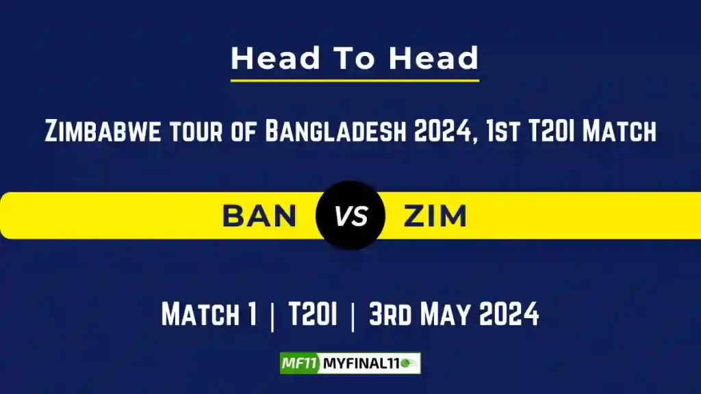 BAN vs ZIM Head to Head, BAN vs ZIM player records, BAN vs ZIM player Battle, and BAN vs ZIM Player Stats, BAN vs ZIM Top Batsmen & Top Bowlers records for the upcoming match of the Zimbabwe tour of Bangladesh 2024, 1st T20I Match, which will see Bangladesh taking on Zimbabwe, in this article, we will check out the player statistics, Furthermore, Top Batsmen and top Bowlers, player records, and player records, including their head-to-head records