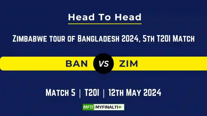 BAN vs ZIM Head to Head BAN vs ZIM Head to Head, BAN vs ZIM player records, BAN vs ZIM player Battle, and BAN vs ZIM Player Stats, BAN vs ZIM Top Batsmen & Top Bowlers records for the upcoming match of the Zimbabwe tour of Bangladesh 2024, 5th T20I Match, which will see Bangladesh taking on Zimbabwe, in this article, we will check out the player statistics, Furthermore, Top Batsmen and top Bowlers, player records, and player records, including their head-to-head records