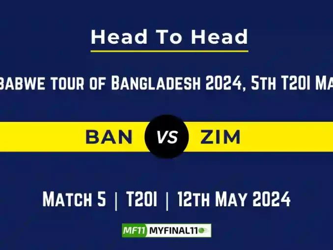 BAN vs ZIM Head to Head, BAN vs ZIM player records, BAN vs ZIM player Battle, and BAN vs ZIM Player Stats, BAN vs ZIM Top Batsmen & Top Bowlers records for the upcoming match of the Zimbabwe tour of Bangladesh 2024, 5th T20I Match, which will see Bangladesh taking on Zimbabwe, in this article, we will check out the player statistics, Furthermore, Top Batsmen and top Bowlers, player records, and player records, including their head-to-head records