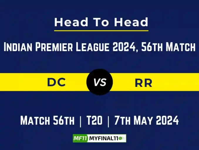 DC vs RR Head to Head, Player Battle, Player Records Stats IPL 2024, Match 56th