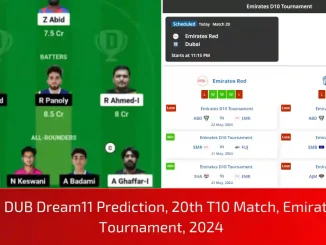 EMR vs DUB Dream11 Prediction, Dream11 Team, Pitch Report & Player Stats, 20th T10 Match, Emirates D10 Tournament, 2024
