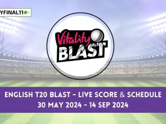 Get all the updates on the English T20 Blast live scores, predictions, points table, and team squad. A total of 18 teams will compete