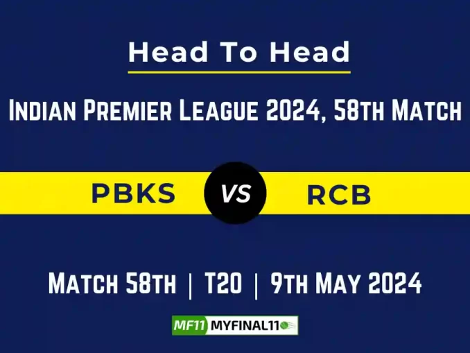 PBKS vs RCB 58th Match player battle, Head to Head Stats, Records for IPL 2024