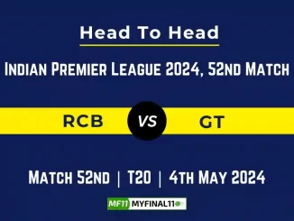 RCB vs GT Head to Head, player records, and player Battle, Top Batsmen & Top Bowlers records for 52nd T20 match of Indian Premier League 2024 [4th May 2024]